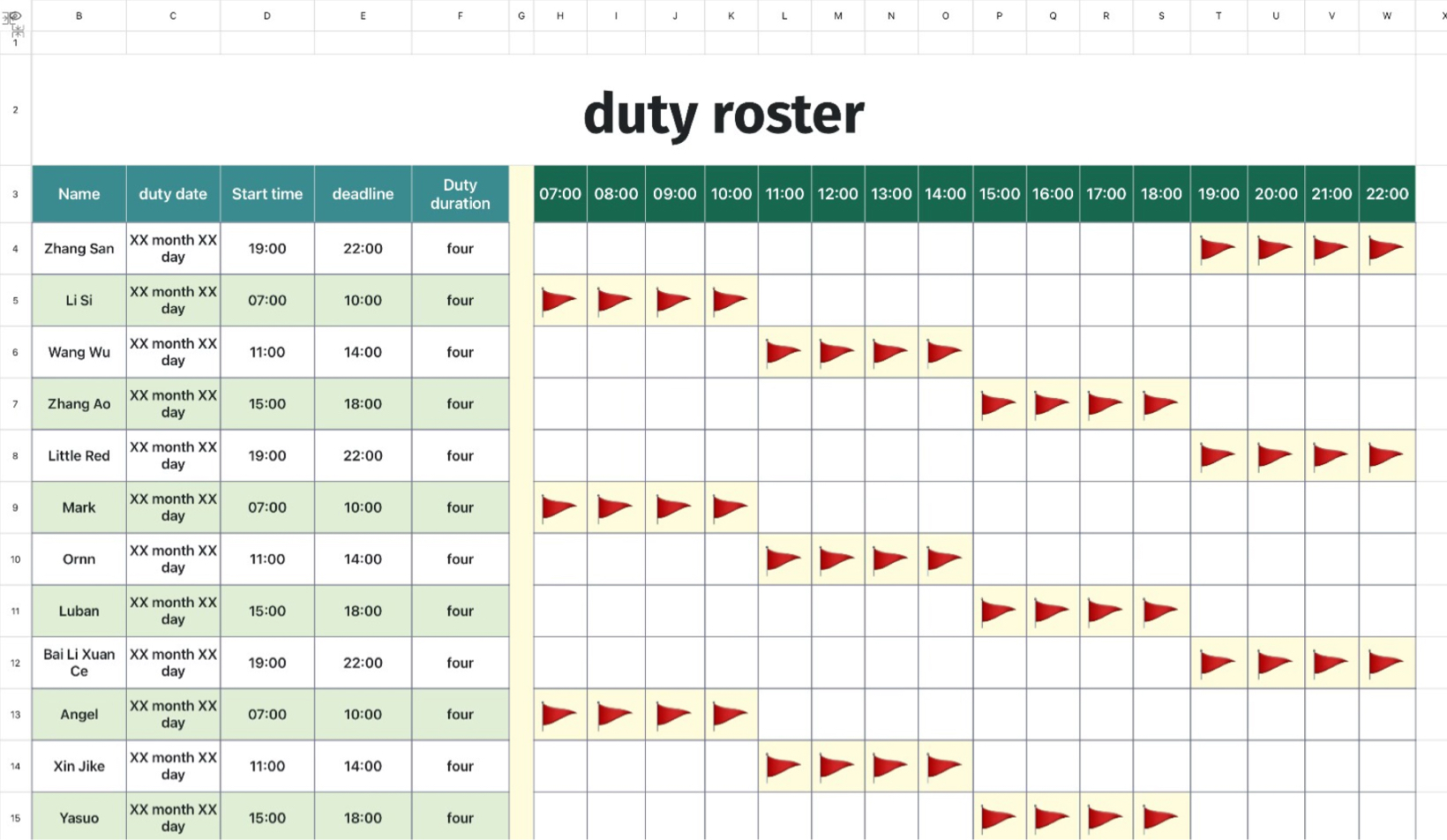 duty roster